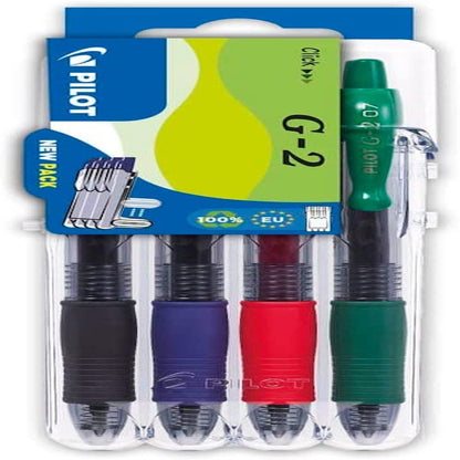 Pilot G207 Retractable Gel Rollerball 0.7mm Set to Go Pack of 4- Black/Blue/Red/Green, 2605S4E