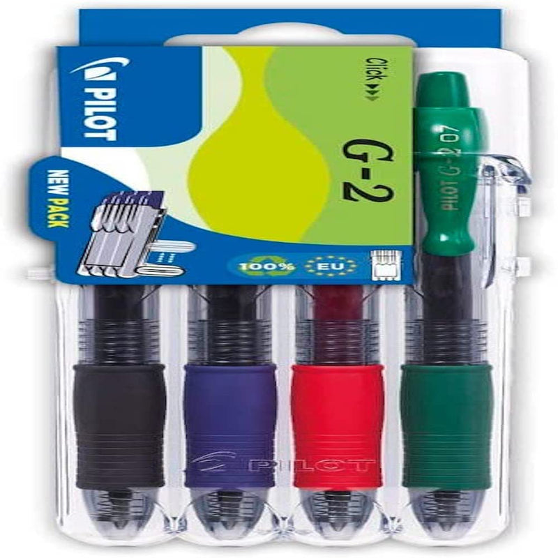 Pilot G207 Retractable Gel Rollerball 0.7mm Set to Go Pack of 4- Black/Blue/Red/Green, 2605S4E