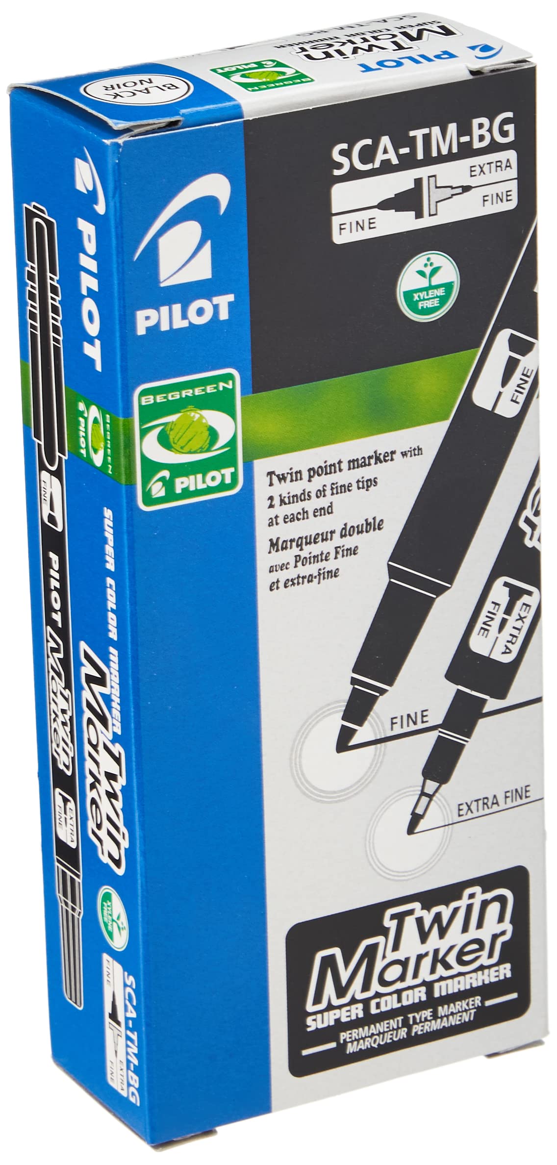 Pilot Begreen Reciclado Twin Tip Marcador permanente 0,8/2,0 mm Sugerencia - Negro, Caja de 10