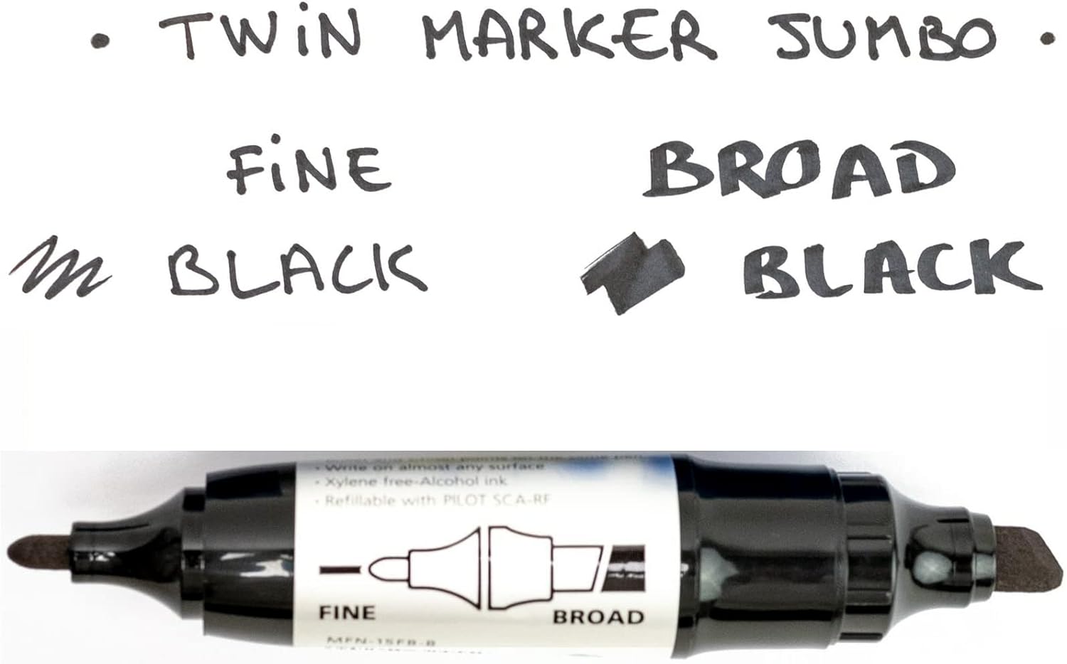 Pilot Begreen Twin Permanent Marker Jumbo, Black, Pack of 10