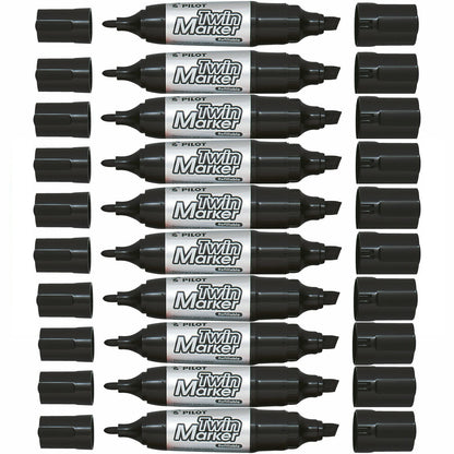 Pilot Begreen Twin Permanent Marker Jumbo, Black, Pack of 10