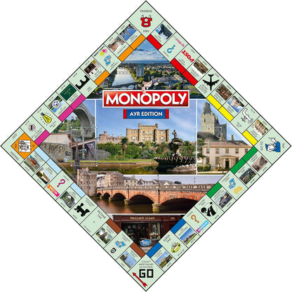 Winning Moves Ayr Monopoly Board Game, Advance to Ayr racecourse, Burns Cottage or Wallace Tower and trade your way to success, 2–6 players makes a great gift for ages 8 plus