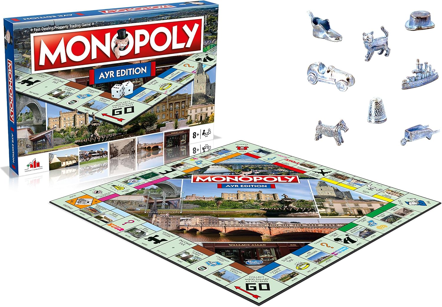 Winning Moves Ayr Monopoly Board Game, Advance to Ayr racecourse, Burns Cottage or Wallace Tower and trade your way to success, 2–6 players makes a great gift for ages 8 plus