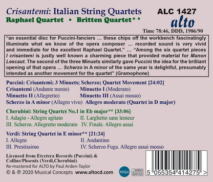 Crisantemi: Italian String Quaretes: Puccini: Cherubini: Verdi