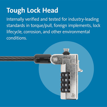 Kensington N17 Combination Laptop Lock for Wedge Shaped Lock Slots with Tough Lock Head & Carbon Steel Cut-Resistant Cable - Dell Laptop Lock & Alienware Laptop Lock (K68008EU), black/silver