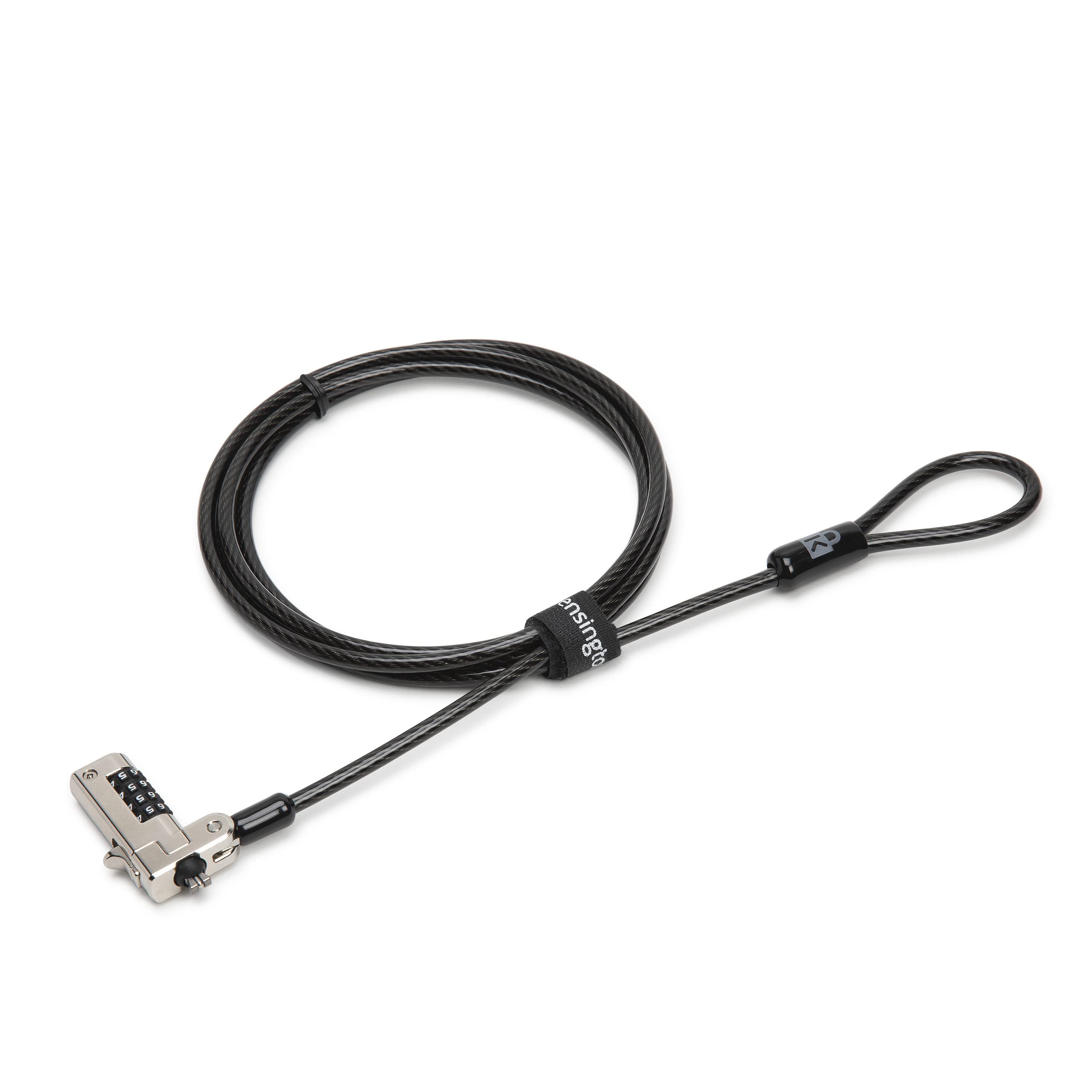Kensington N17 Combination Laptop Lock for Wedge Shaped Lock Slots with Tough Lock Head & Carbon Steel Cut-Resistant Cable - Dell Laptop Lock & Alienware Laptop Lock (K68008EU), black/silver