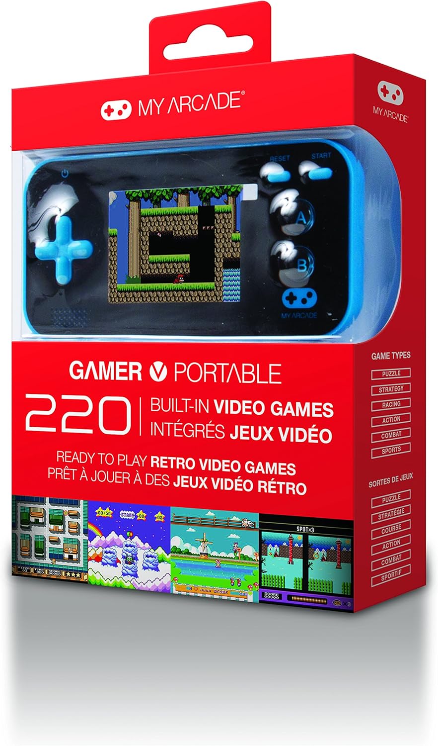My Arcade DGUN-2888 Gamer V draagbare 8-bits machine bevat 200 ingebouwde games, blauw