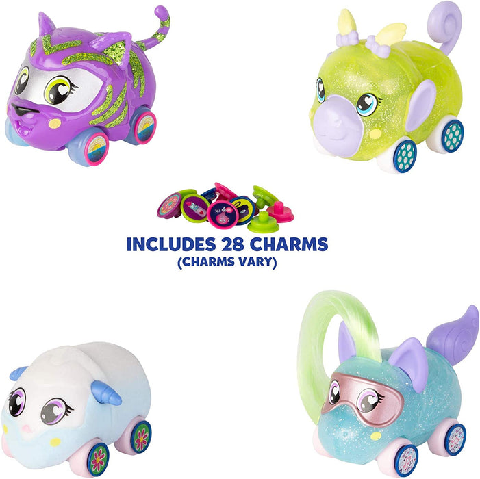 Tomy Ritzy Rollerz – Set mit 4 bunten Figuren 46880, kleine Autos zum Selbermachen, inklusive 28 Charms zum Sammeln, Mini-Universum für Mädchen von 4 bis 8 Jahren