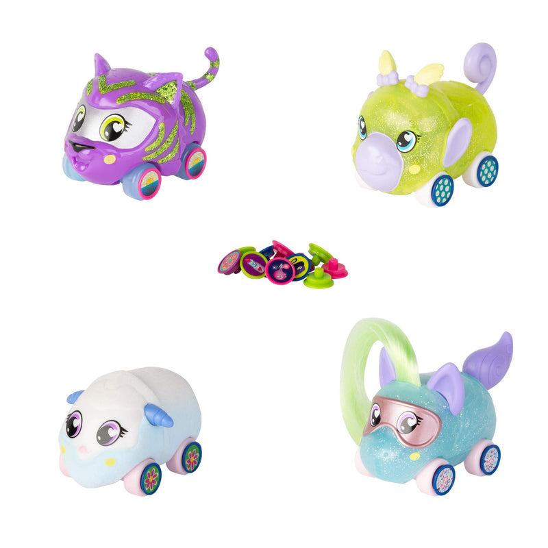 Tomy Ritzy Rollerz – Set mit 4 bunten Figuren 46880, kleine Autos zum Selbermachen, inklusive 28 Charms zum Sammeln, Mini-Universum für Mädchen von 4 bis 8 Jahren