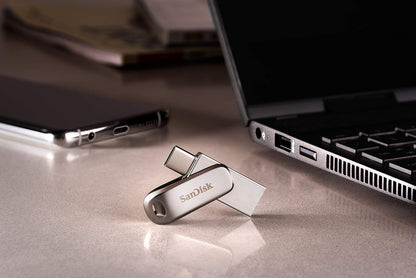 SanDisk 64GB Ultra Dual Drive Luxe USB Type-C Flash Drive all-metal with reversible USB Type-C and USB Type-A connectors, for smartphones, tablets, Macs and computers
