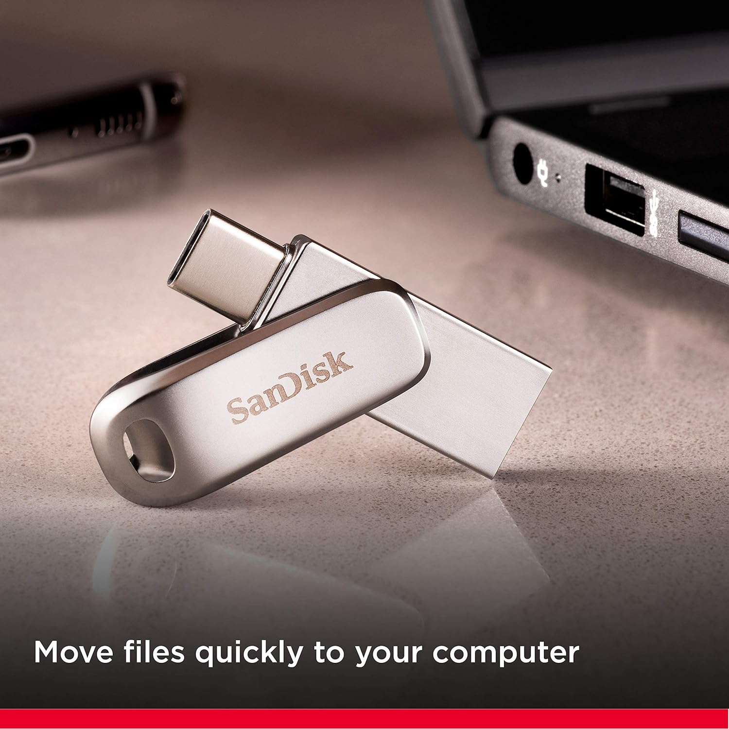 SanDisk 64GB Ultra Dual Drive Luxe USB Type-C Flash Drive all-metal with reversible USB Type-C and USB Type-A connectors, for smartphones, tablets, Macs and computers