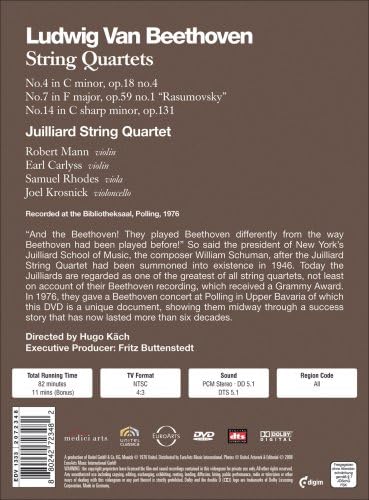 Beethoven, Ludwig van - Streichquartette Op. 18 Nr.4, Op. 59 Nr.1, Op. 131 (NTSC