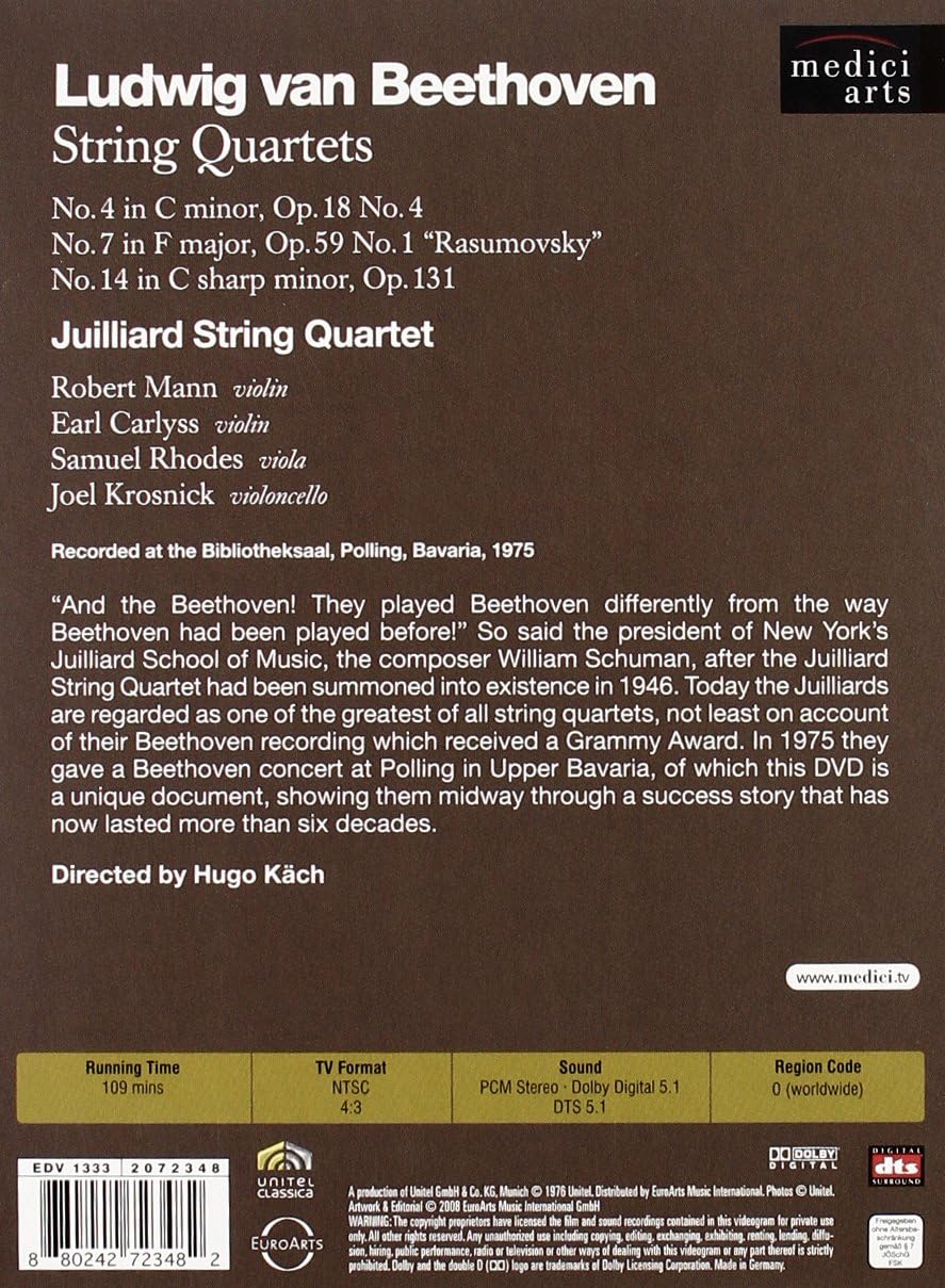 Beethoven, Ludwig van - Streichquartette Op. 18 Nr.4, Op. 59 Nr.1, Op. 131 (NTSC