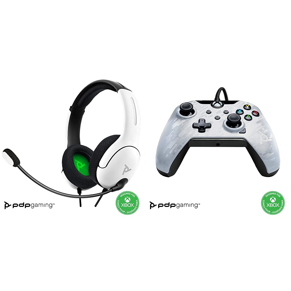 PDP Headset LVL40 Stereo Xbox - series XIS White + PDP Controller Wired for Xbox Series X│S, Ghost White