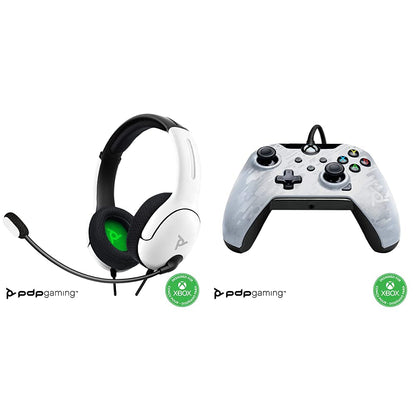 PDP Headset LVL40 Stereo Xbox - series XIS White + PDP Controller Wired for Xbox Series X│S, Ghost White