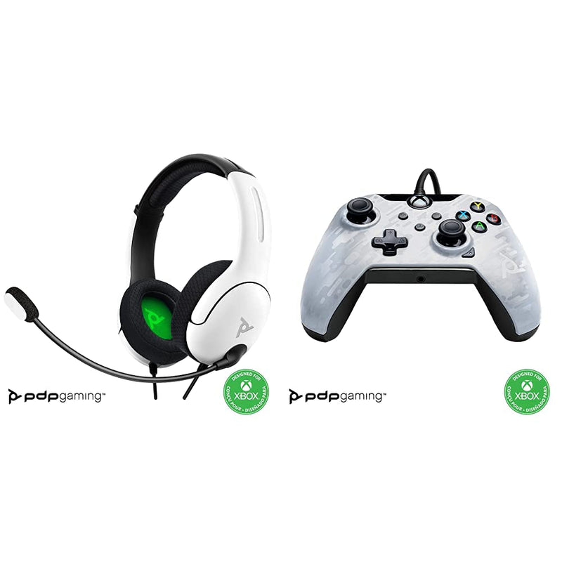 PDP Headset LVL40 Stereo Xbox - series XIS White + PDP Controller Wired for Xbox Series X│S, Ghost White