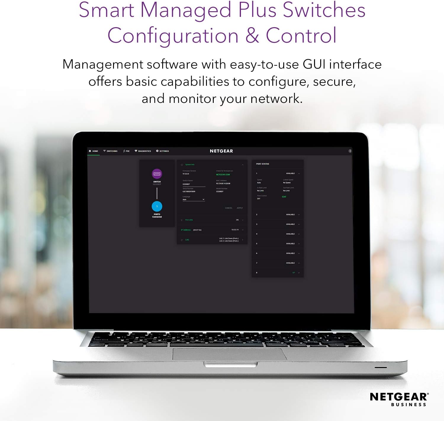 NETGEAR 5 Port Gigabit Ethernet Smart Managed Plus PoE Switch (GS305EP) - with 4 x PoE+ @ 63 W, Desktop/Wall mount