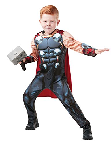 Rubies Costume Thor Deluxe per bambino e bambina, Tuta stampata, maschera e martello dei foam, Licenza Ufficiale Marvel per Carnevale, Cumpleanno, Feste
