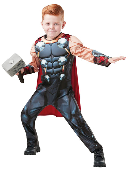 Rubies Costume Thor Deluxe per bambino e bambina, Tuta stampata, maschera e martello dei foam, Licenza Ufficiale Marvel per Carnevale, Cumpleanno, Feste