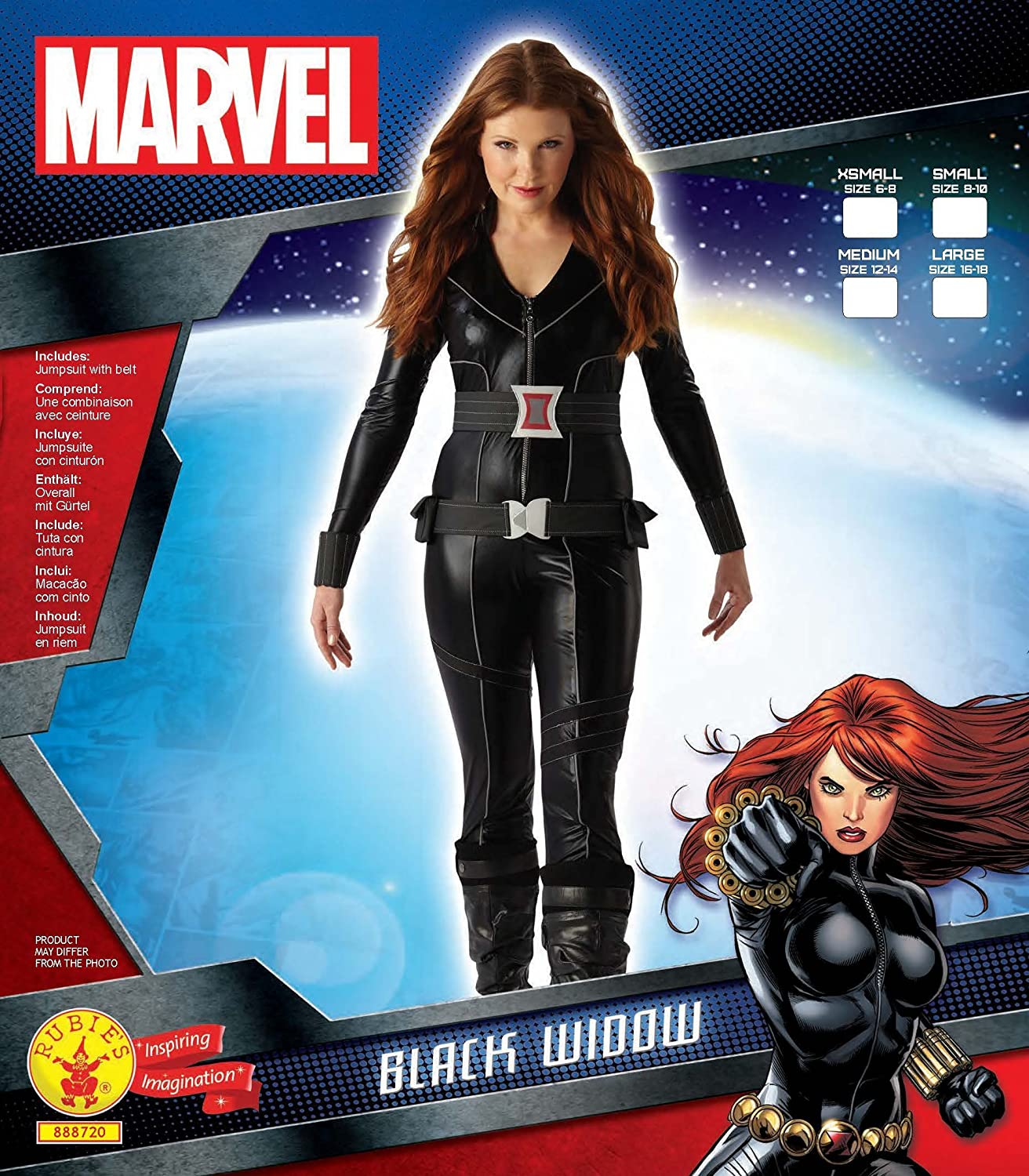 Rubies 888720M Disfraz Oficial de Marvel, Viuda Negra, Multicolor, Talla M