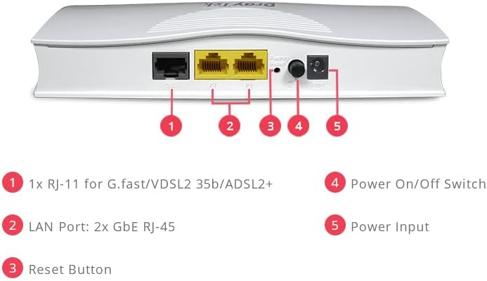 DrayTek Vigor V166 G.fast & VDSL2 Modem, IPv6 and IPv4 Compatible, 2 Gigabit LAN Ports