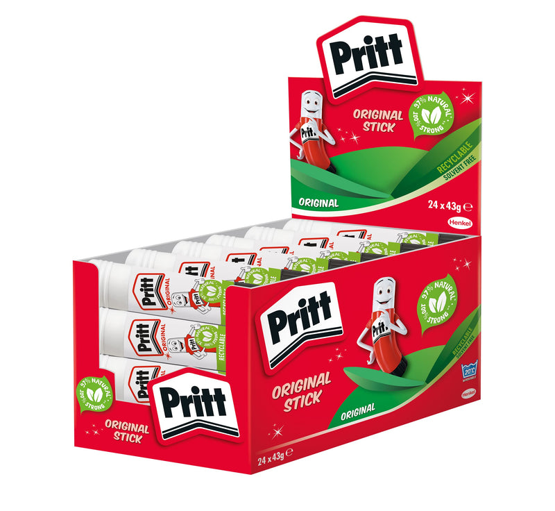 Pritt Glue Stick, Safe & Child-Friendly Craft Glue for Arts & Crafts Activities, Strong-Hold adhesive for School & Office Supplies, 24 x 43 g Pritt Stick