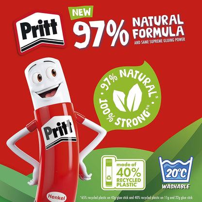 Pritt Glue Stick, Safe & Child-Friendly Craft Glue for Arts & Crafts Activities, Strong-Hold adhesive for School & Office Supplies, 24 x 43 g Pritt Stick