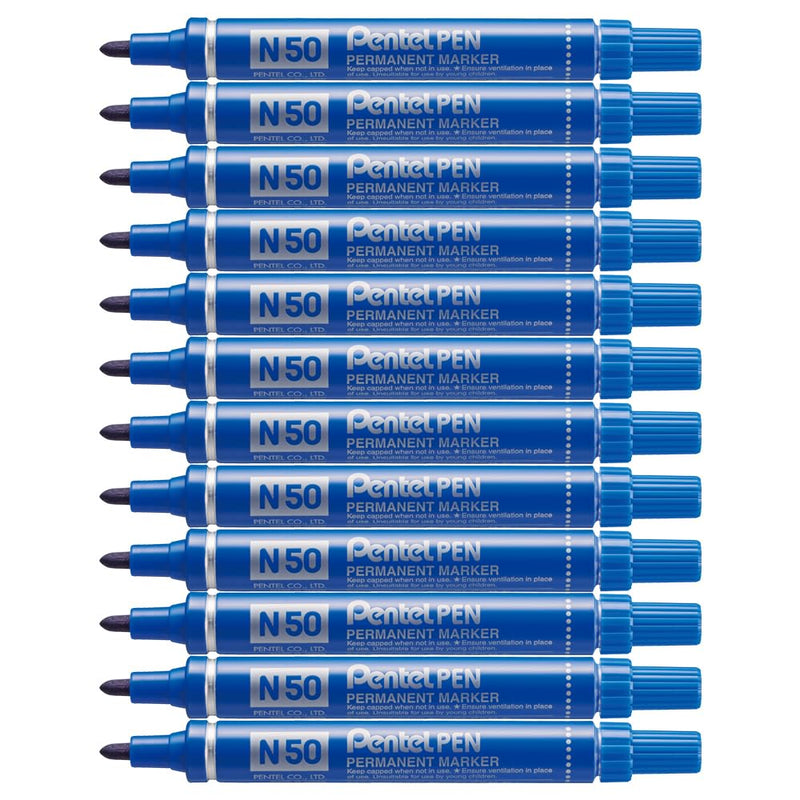 Pentel N50 Permanent Marker Bullet Tip 1.5-2mm Line Blue Ref N50-C