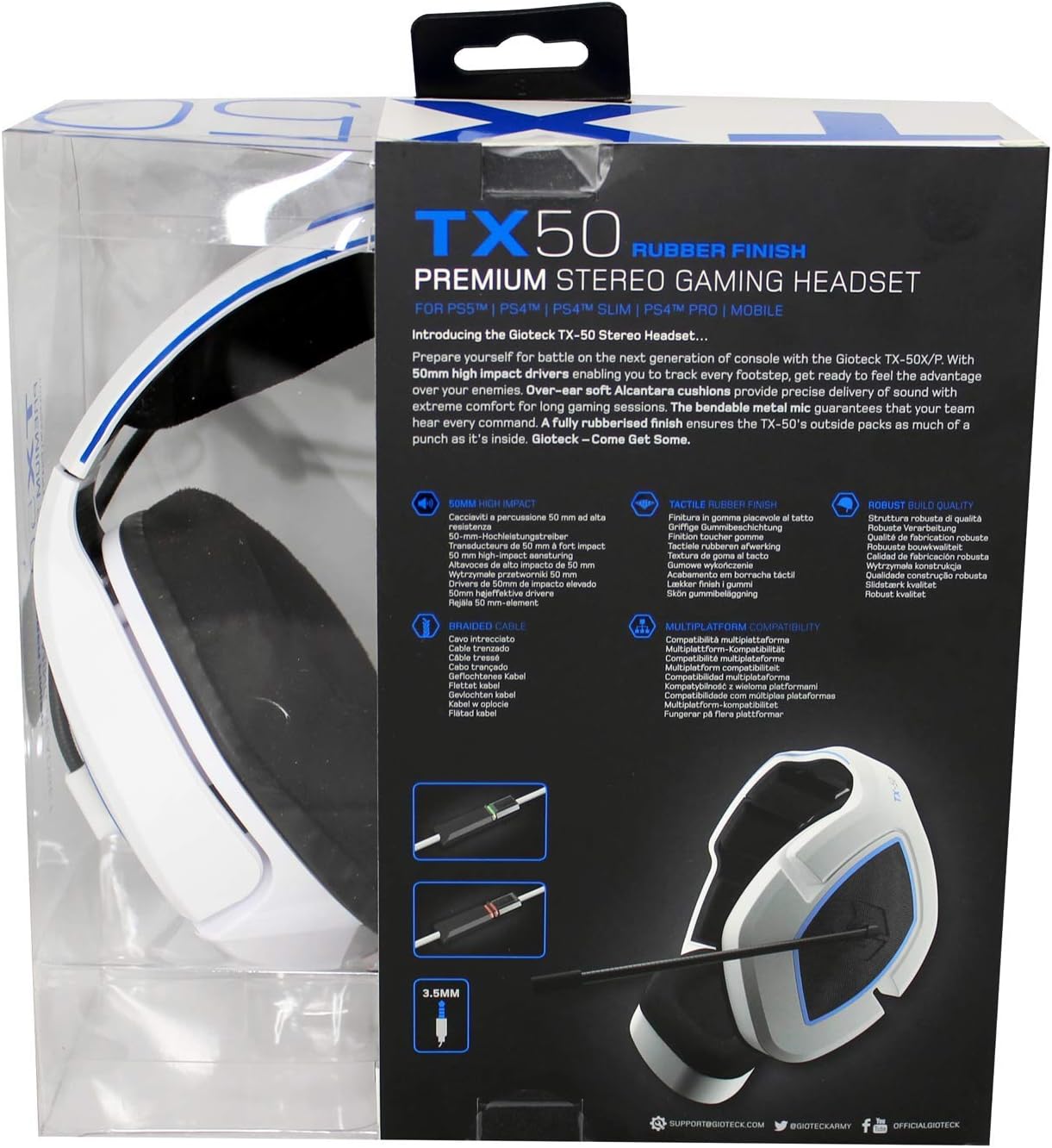 Gioteck TX-50 Wired Stereo Gaming Headset (PS5) (White/Blue) (4/16) (PS5