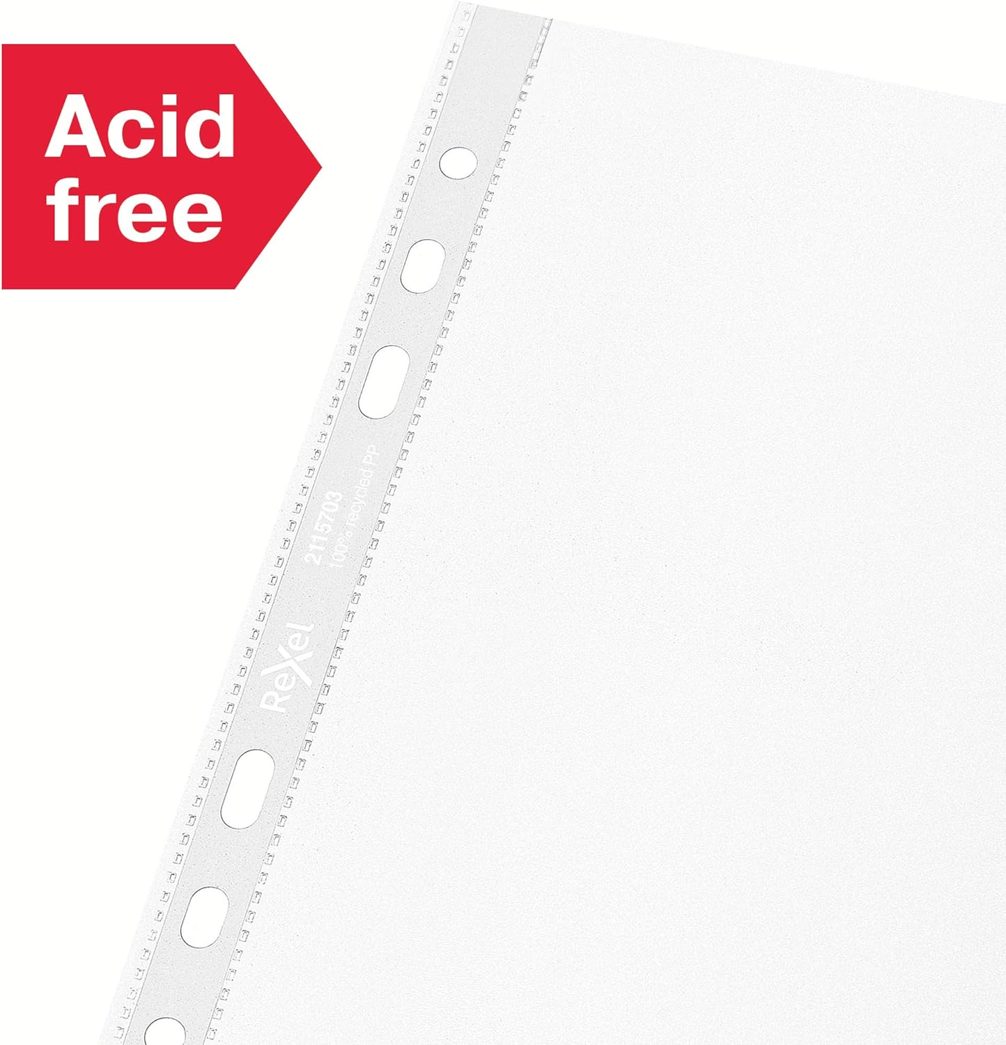 Rexel Recycle A5 Pockets, Embossed Strong PP, 70 Micron, Pack of 100, 2115703