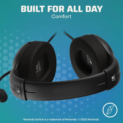 PDP Gaming LVL40 Stereo Headset met Mic for Nintendo Switch - PC, iPad, Mac, laptopcomputer - Noise Cancelling microfoon, Lichtgewicht, Soft Comfort On Ear Headphones, 3.5 mm jack - zwart