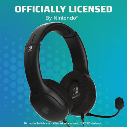 PDP Gaming LVL40 Stereo Headset met Mic for Nintendo Switch - PC, iPad, Mac, laptopcomputer - Noise Cancelling microfoon, Lichtgewicht, Soft Comfort On Ear Headphones, 3.5 mm jack - zwart