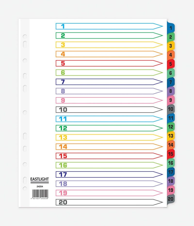 Index, A4, Extra Wide, 1-20 Mylar Tabs