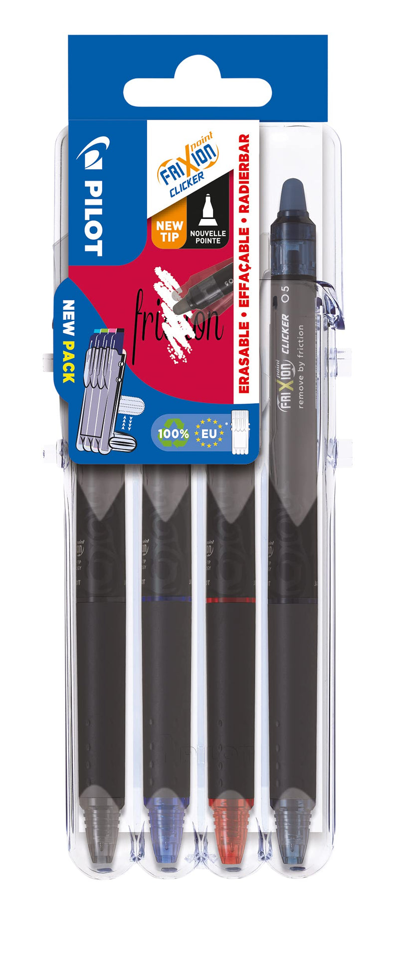 Pilot Set2Go Frixion Synergy Point Clicker, 0.5mm, Assorted, Pack of 4, S2G571971