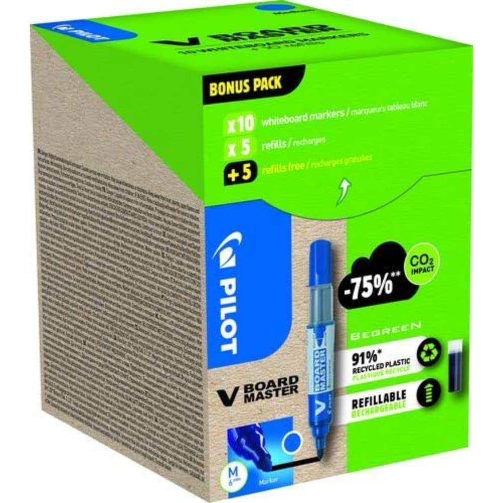 Pilot Greenpack, V-Board Master, Blue, 10 Markers and 10 Refills, (WLT556282