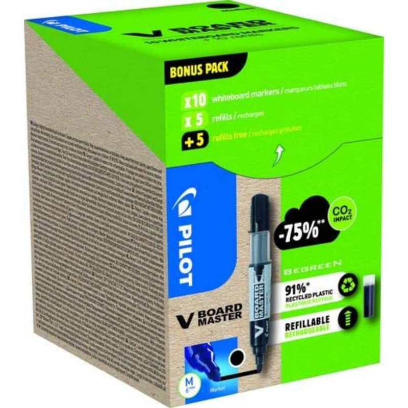 Pilot Greenpack, V-Board Master, Black, 10 Markers and 10 Refills, (WLT556275
