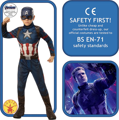 Rubie's Official Marvel Avengers Endgame Captian America Classic Childs Costume, Kids Superhero Fancy Dress