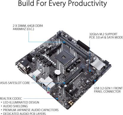Asustek computer PRIME B450M-K II ATX +2GLN+U3.2+M2 SATA6+4XDDR9