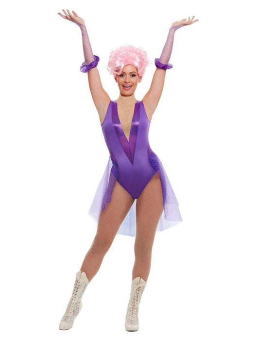 Smiffys Trapeze Artist Costume, Purple with Bodysuit & Gloves, Circus Fancy Dress, Adult Dress Up Costumes
