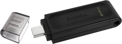 Kingston DataTraveler 70 - DT70/64GB Unidad Flash USB-C, Negro