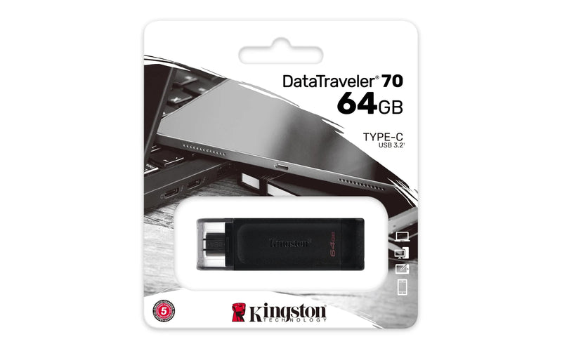 Kingston DataTraveler 70 - DT70/64GB Unidad Flash USB-C, Negro