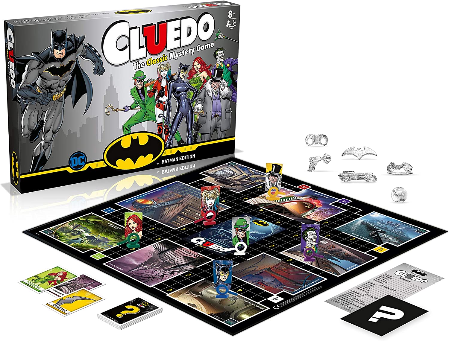 Winning Moves Batman Cluedo Mystery Board Game, Discover who Kidnapped Commissioner Gordon, Was it Harley Quinn, Poison ivy, The Joker or Cat Woman, gift and toy for boys and girls aged 8 plus