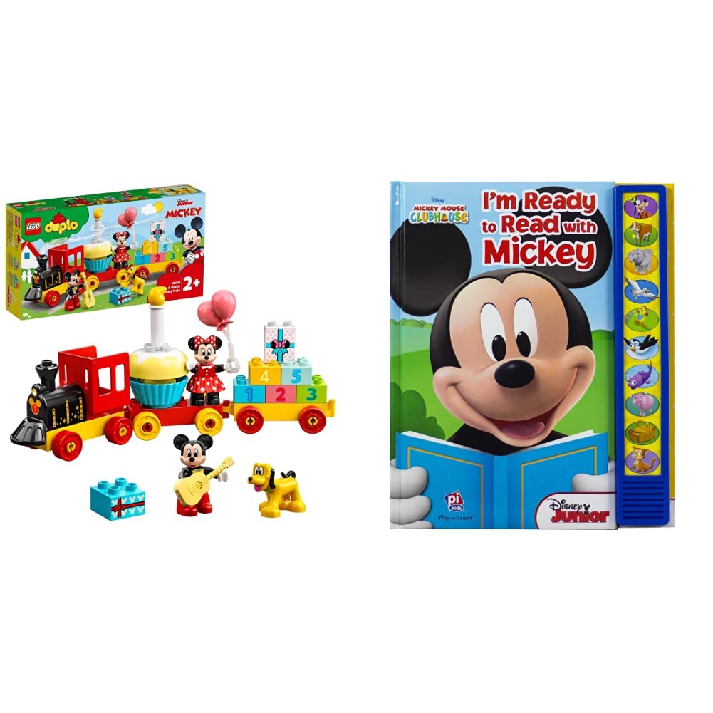 LEGO 10941 DUPLO Disney Mickey & Minnie Birthday Train, Building Toys for Toddlers with Number Bricks, Cake and Balloons, 2 Year Old Girls & Boys Gifts & Disney Mickey Mouse Clubhouse