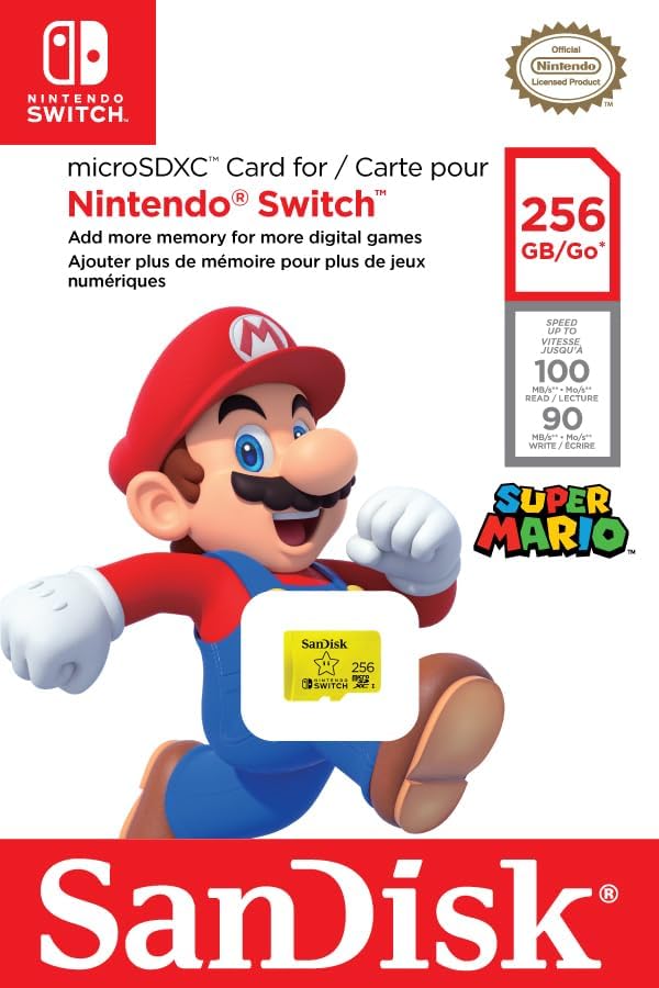 SanDisk 256GB microSDXC UHS-I card for Nintendo Switch- Nintendo licensed Product 256GB Super Mario Super Star
