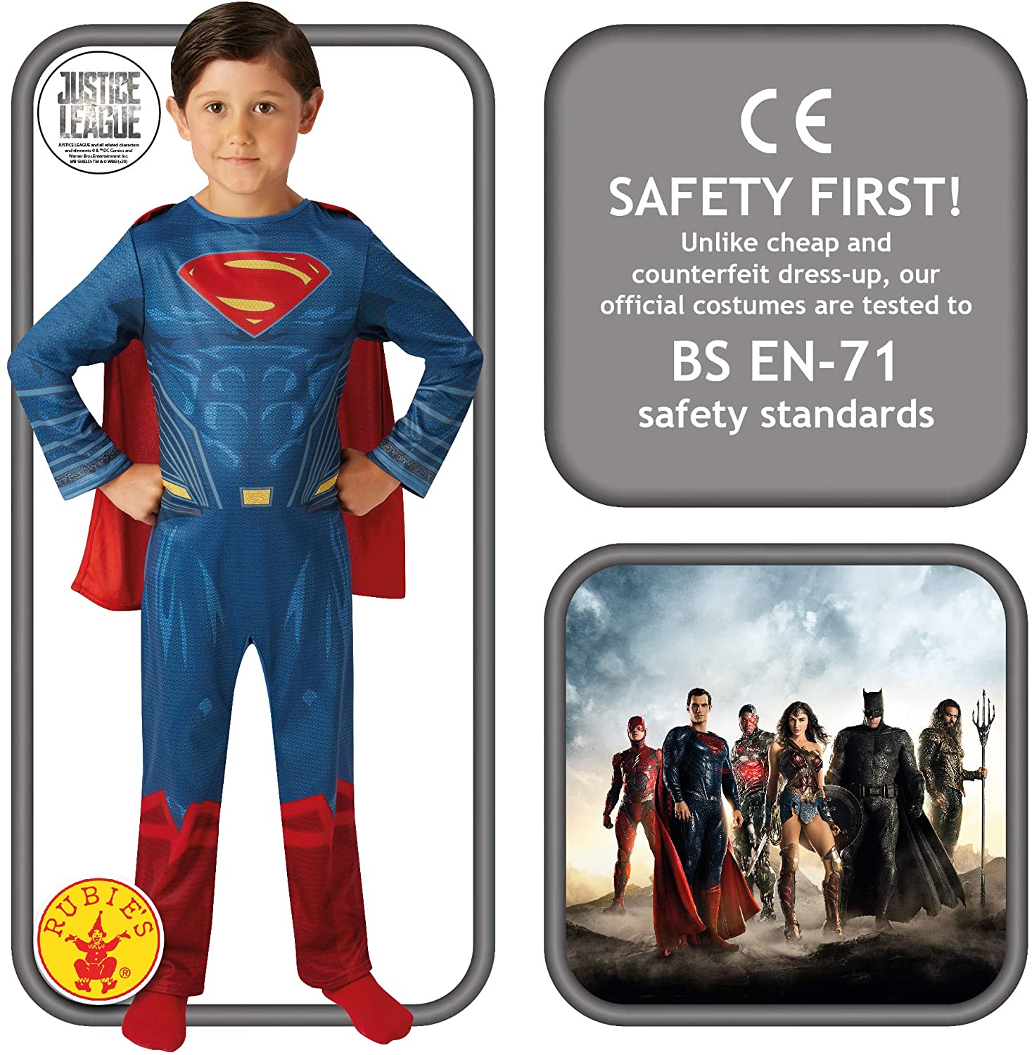 Rubie's Official DC Justice League Superman Kids Costume, Super Hero Fancy Dress