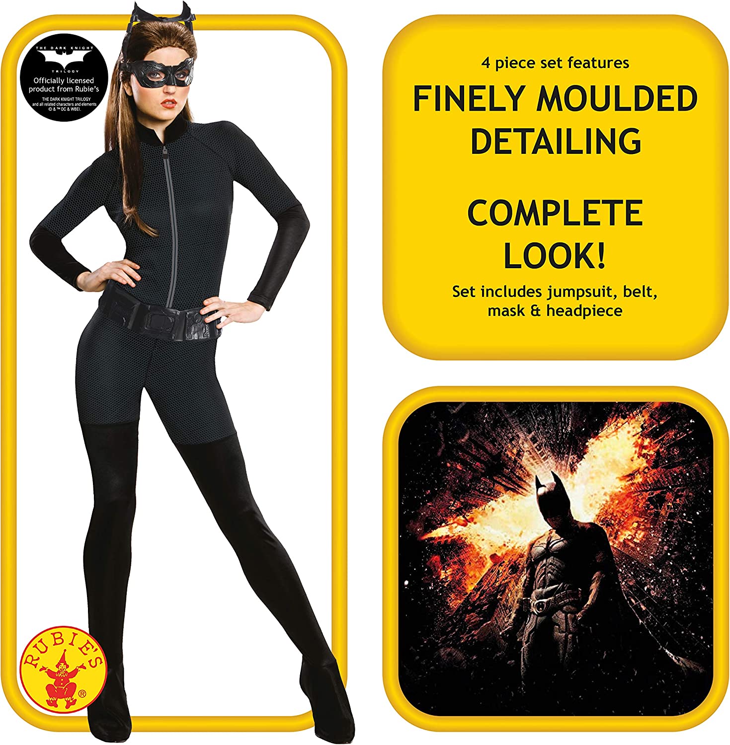 Rubies, Disfraz oficial de Catwoman de Rubies para mujer, Dark Knight Rises, tallas 14, 16, pecho 101,6 , 106,7 cm, cintura 88,9 cm , 96,5 cm