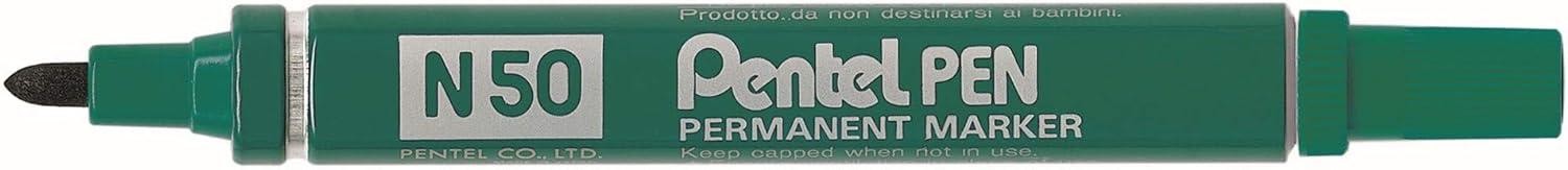 Pentel N50-D - N50 Permanent Marker Bullet Tip Green PK12
