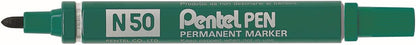 Pentel N50-D - N50 Permanent Marker Bullet Tip Green PK12