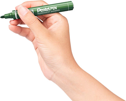 Pentel N50-D - N50 Permanent Marker Bullet Tip Green PK12