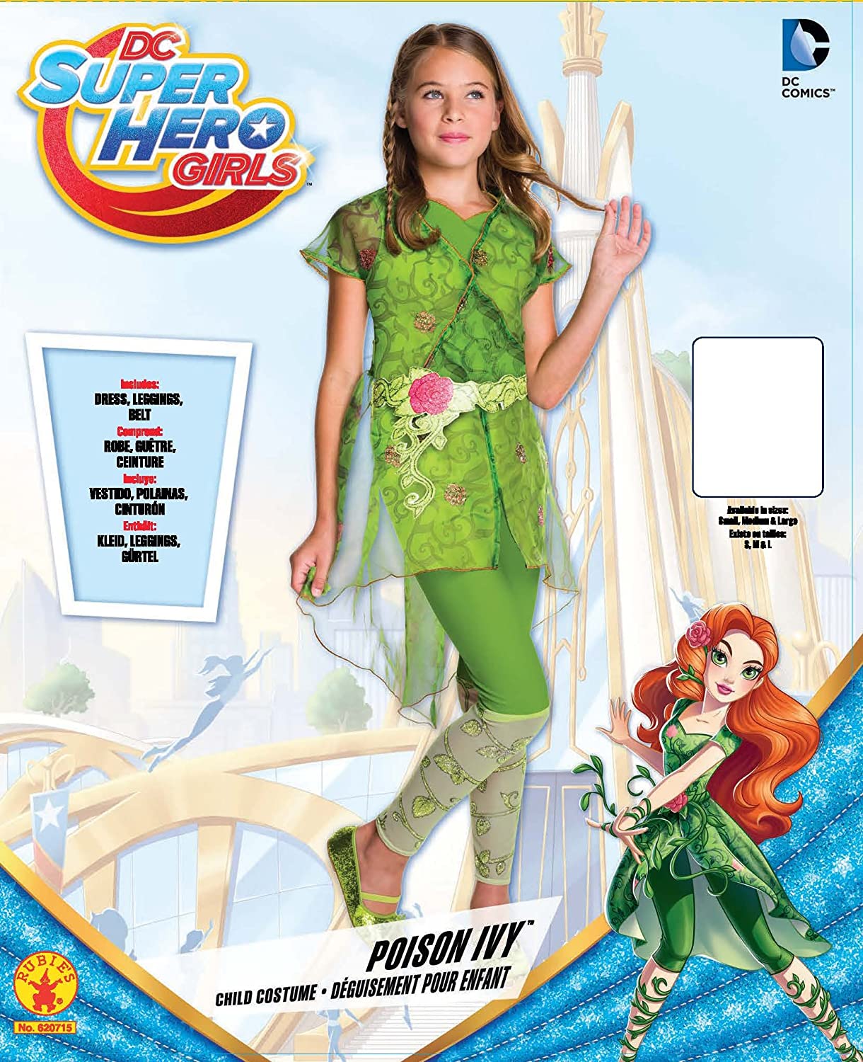 Rubie's Official DC Super Hero Girl's Deluxe Poison Ivy Costume, Kids Superhero Fancy Dress